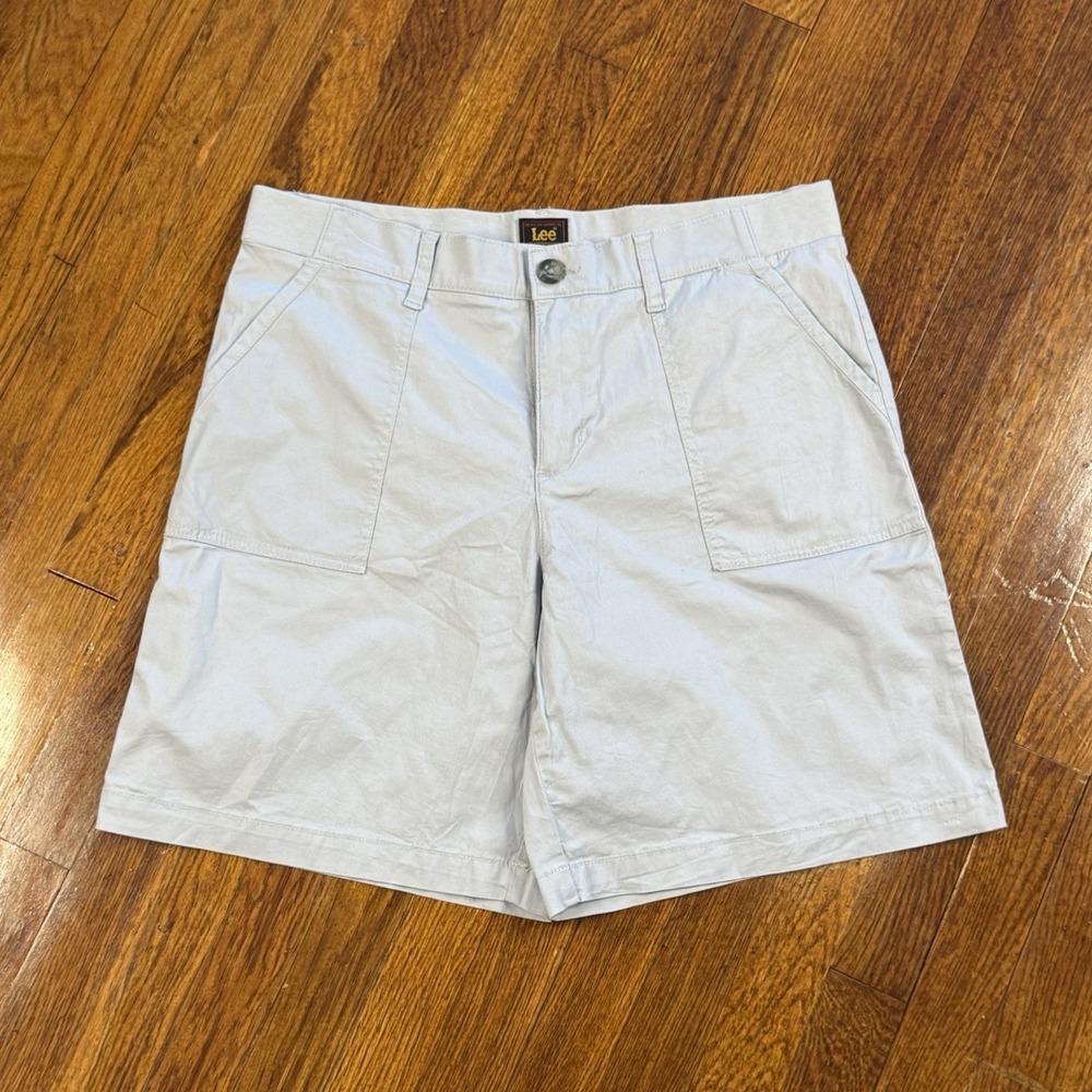 Light Gray Lee Utility Canvas Shorts Women's Stretch Size Medium